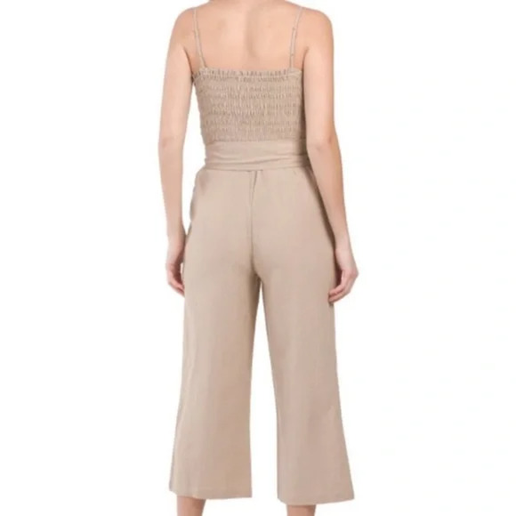 House of Harlow 1960 Linen Jumpsuit Small Tan Belted Straight Leg NWT - Picture 4 of 11